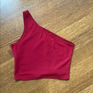One shoulder red tank